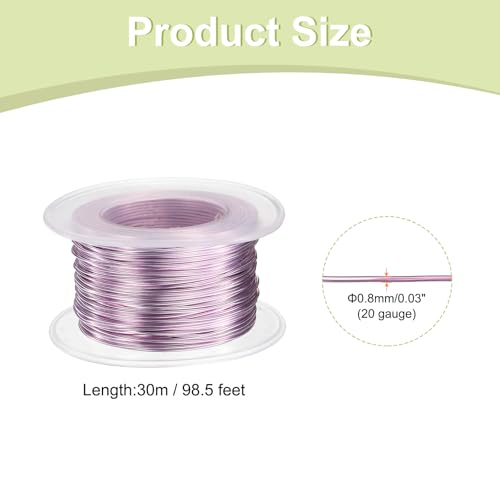 HARFINGTON 20 Gauge Aluminum Craft Wire 0.8mm 98.5ft Flexible Bendable Anodized Metal Jewelry Sculpting Wire for Jewelry Making Modelling Craft DIY, Light Pink - color: Light Pink, size: 30M x 0.8mm