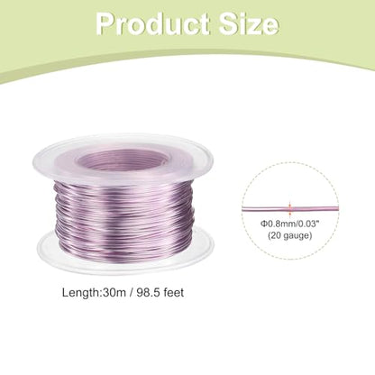 HARFINGTON 20 Gauge Aluminum Craft Wire 0.8mm 98.5ft Flexible Bendable Anodized Metal Jewelry Sculpting Wire for Jewelry Making Modelling Craft DIY, Light Pink - color: Light Pink, size: 30M x 0.8mm