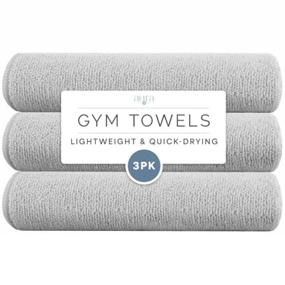 S&T INC. Microfiber Gym Towels, 3 Pack, 16" x 27", Light Grey - color: Light Grey