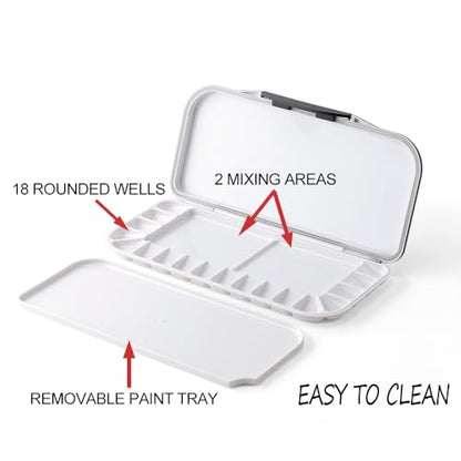 Transon Watercolor Palette Folding with Lid 18wells 2 Mixing Areas and 1 Large Mixing Tray Also for Gouache Acrylic Paint Palette Pink Color - color: Pink