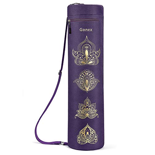 Gonex Yoga Mat Bag, Full-Zip Mat Carrier | 600D Oxford Fabric, Wet Pocket, Front Zip Pocket, Adjustable Strap, Fits Mats up to 26" - color: Purple