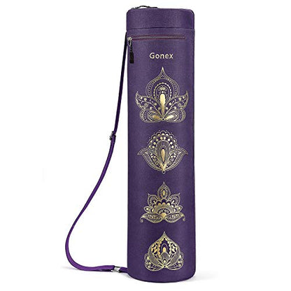 Gonex Yoga Mat Bag, Full-Zip Mat Carrier | 600D Oxford Fabric, Wet Pocket, Front Zip Pocket, Adjustable Strap, Fits Mats up to 26" - color: Purple