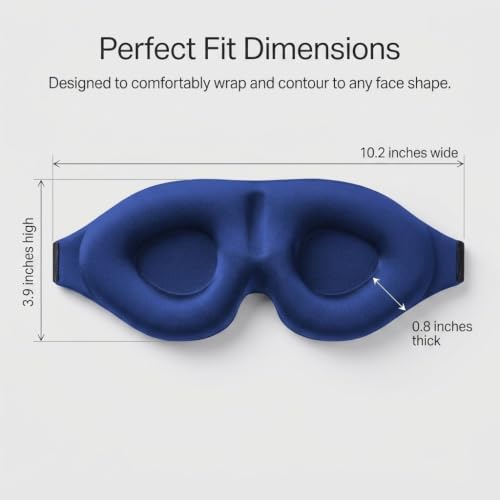 Eye Masks for Sleep 3D Contoured Sleeping Mask Deep Blue Soft Memory Foam Eye Cover with Adjustable Strap for Travel Yoga Naps Night Shift Rest - color: Blue