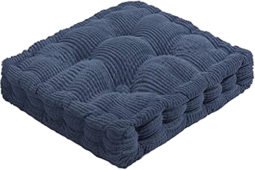 ChezMax Floor Pillow & Cushion, Large Meditation Chair Cushions, Thick Square Seat Pad, Soft Velvet Tufted Seating Pouf for Indoor/Outdoor Yoga Bench Rocking Chair Room Tatami Sofa, Dark Blue 18"x18" - color: Dark Blue M