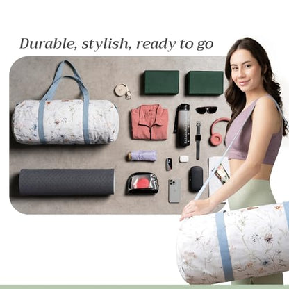 Maison d' Hermine Yoga Mat Duffle Bag Gym Tote Yoga Mat Carry Bag - color: Ice Florals, style: Yoga Mat Gym Bag