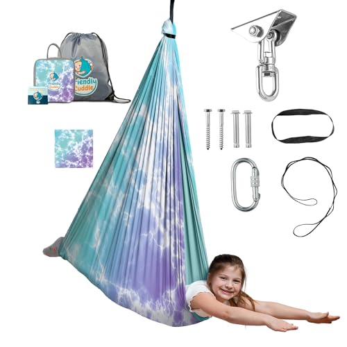 Compression Sensory Swing Adult & Kids, Indoor Outdoor Pod, Holds 300lb | indoor sensory swing for kids, outdoor sensory swing indoor, sensory swing kids, sensory toys, 360 swivel hammock swing - color: Aqualilac