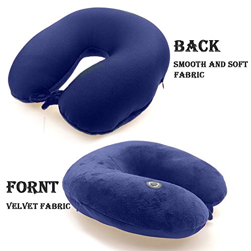 Hooshing Vibrating Neck Pillow Portable Travel Neck Pillow Massage, Navy - color: Navy Blue