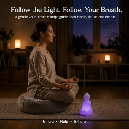 Meditation Cushion Set with Buckwheat Zafu Pillow, Meditation Starter Kit | Meditation Starter Kit with Buckwheat Zafu Cushion, Breathing Light, Singing Bowl & Eye Pillow for Mindfulness