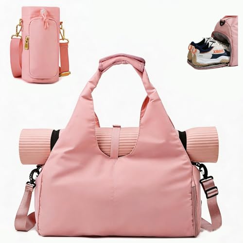 Yoga Mat Bag, Sport yoga Gym Bag for women, Lightweight yoga mat bag carrier with Yoga Strap, Carryall Yoga Tote Bag - color: PINK Updated Version