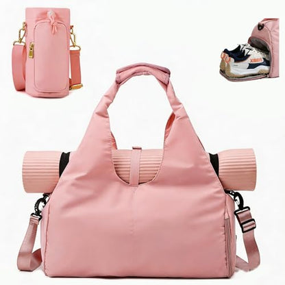Yoga Mat Bag, Sport yoga Gym Bag for women, Lightweight yoga mat bag carrier with Yoga Strap, Carryall Yoga Tote Bag - color: PINK Updated Version