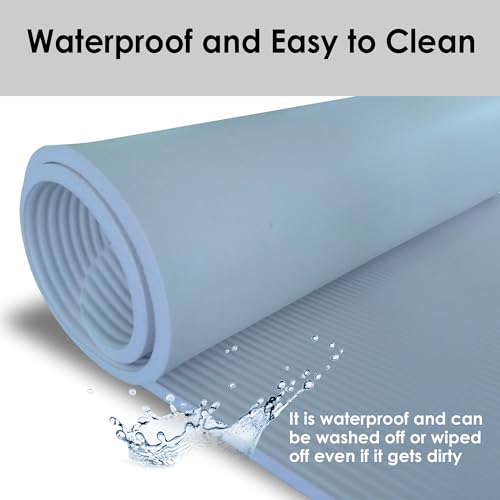 YAMAZEN 72"X24" Extra Thickness Yoga Workout Mat for Home Gym Exercise | All Purpose Mat with Strap | 10mm(2/5") / 15mm(3/5") Thickness - color: Ice Blue