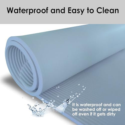 YAMAZEN 72"X24" Extra Thickness Yoga Workout Mat for Home Gym Exercise | All Purpose Mat with Strap | 10mm(2/5") / 15mm(3/5") Thickness - color: Ice Blue