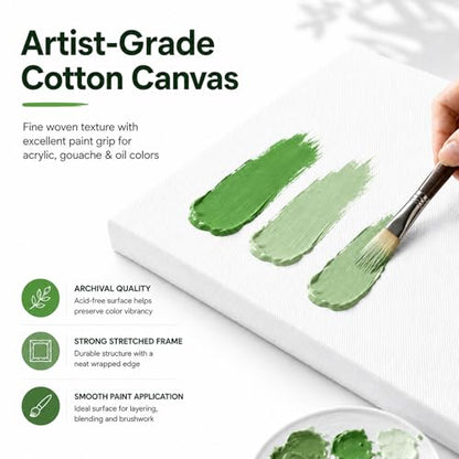 Inburit 4 PCS Multi Size Stretched Blank Canvas for Acrylic & Oil Painting | 4 Pack Blank Primed Cotton Canvases for Acrylic Paint, Large Canvas Boards, 4x6, 6x8, 8x10, 9x12 Inches - size: 4PCS+(4sizex1)