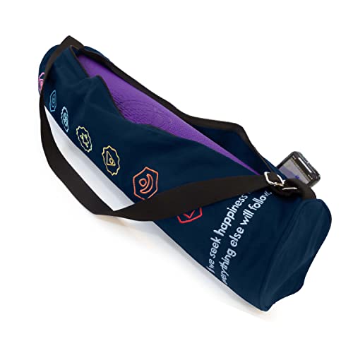 Premium Cotton Yoga Mat Bag with Shoulder Strap - Durable, Breathable and Lightweight Gym Bag to Carry the Standard or Extra Large Mat Sizes - Ideal for Yoga, Pilates & Fitness Equipment - color: Chakra Blue, size: Large