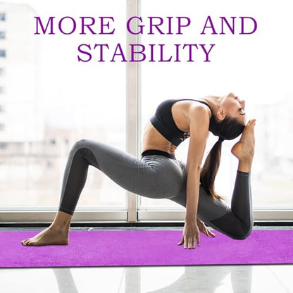 Yoga Towels, Non Slip Hot Yoga Mat Towel with Grip Dots,Super-Absorbent Soft Microfiber Yoga Blanket for Pilates, Fitness and Workout 72inch x 24inch - color: Purple