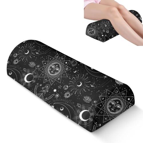 Knee Pillow for Back Sleeping – Half Moon Bolster Pillow for Legs,Under Knee While Sleeping Support, Leg & Back Pain Relief (21.5x9x5 Inches),Machine Washable Cover - color: Black