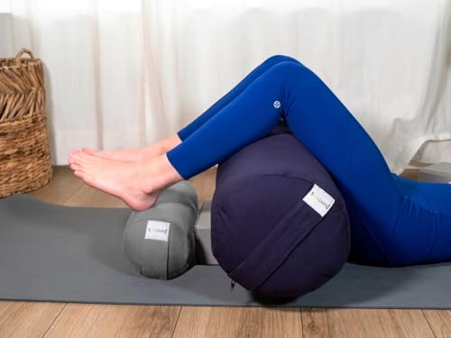 Pranayama Yoga Bolster Meditation Pillow - color: Grey, size: Cylindrical 14" x 6"