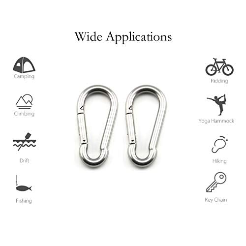 2 Set M8 Ceiling & Wall Mount Hanging Hardware Fitting Set 304 Stainless Steel Heavy Duty Strip Pad Eye Plate + Snap Hook for Yoga Hammock Chair Swings Marine Boat Accessories - size: M8 Strip Pad