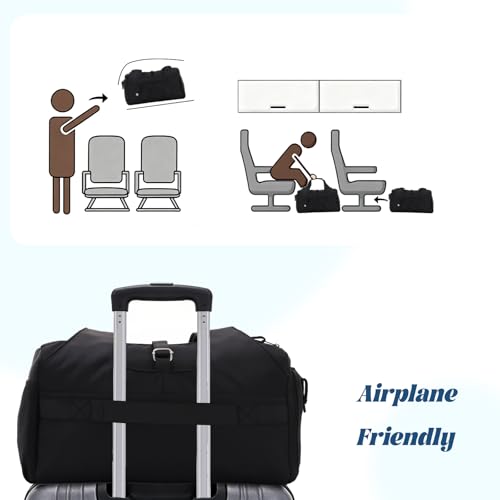 Oweisong Gym Bag for Women Sports Duffel Bag Lightweight Yoga Tote Travel Carry On Handbag with Shoes Compartment - color: Black