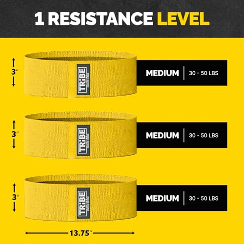 Fabric Resistance Bands for Working Out, 3-Pack for Legs and Glutes - color: Medium Yellow