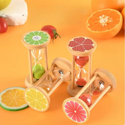 Mini Wooden Sand Timers,100% Bamboo Hourglass Watch 1 Min Fruit Sandglass Timer for Toothbrush Timer Games Classroom Home Office Cooking(Lemon+Green+1Min) - color: Lemon+green, size: 1Min