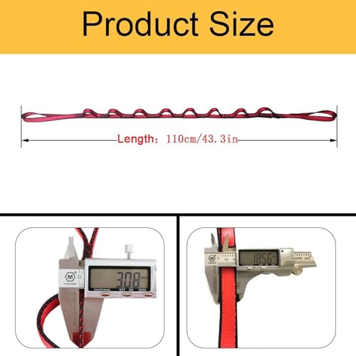 FOSER 2pcs Daisy Chains, Yoga Hammock Extension Strap, Adjustable Nylon Strap Fitness Pilates and Exercise Extend Strap - color: RED