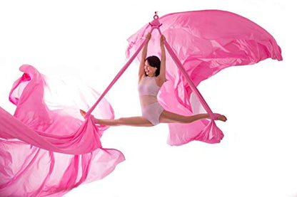 Durable Aerial Silks Starter Kit with 11-Yard Yoga Hammock & Hardware | Aerial Swing for Acrobatic Flying Yoga & All Levels, Aerial Rigging Point up to 14ft, Durable, Safe - color: Cherry Pink