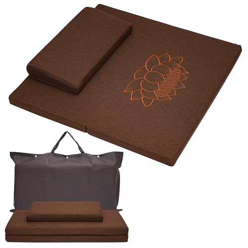MYOYAY Meditation Cushion Set, 27.6in×27.6in Meditation Pillow for Sitting on Floor, Ergonomic Support for Yoga, Washable Cover, Large Size Floor Cushion for Yoga Mindfulness Meditation