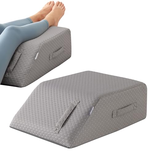 MEGCXIT Leg Pillow Elevation Blood Circulation, Leg Wedge for Elevation for Swelling, Leg Elevating Pillow for After Surgery, Memory Foam Foot Knee Pillow for Back Sleeping 24×22×8 Inch Grey - color: Grey, size: 24*22*8 Inch