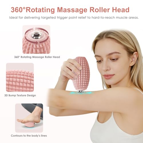 Vibrating Massage Ball with Rolling Head for Plantar Fasciitis - color: Pink