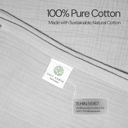 100% Cotton Gauze 50"X70" Large Throw 4 Layered Blanket- Scottish Grey | Premium Muslin Blanket for Couch,Bed,Living,Summer Lightweight, All Seasons Blankets & Throws, Boho,Travel & Skin Friendly - color: Scottish Grey, size: 50"X70" Large Throw
