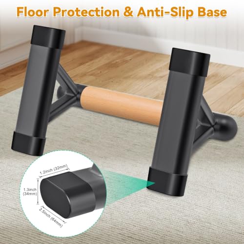 Kipika Parallette Bars for Calisthenics, Push Up Handles, Portable Pushup Stands, Anti-Slip Push Up Equipment for Home Workout, Travel & Gym Strength Training, Perfect for Floor Workout Exercise - color: C- Wood