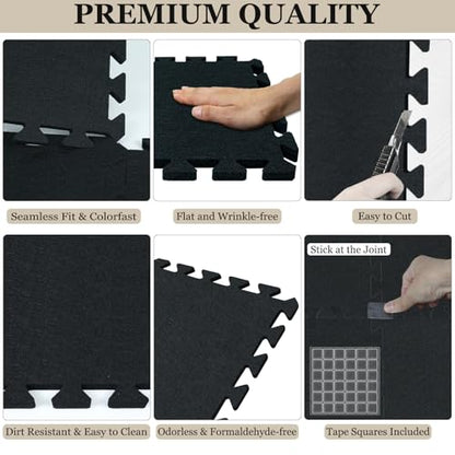 BXI Puzzle Exercise Mat 12 Pcs, 11 x 11 x 0.4 inches, High Density Noise Reduction Puzzle Felt Rug Mat, Non Slip Interlocking Floor Tiles for Workout, Gymnastics and Home Gym Protective Flooring - size: 0.4" Thickness, 12 Pcs