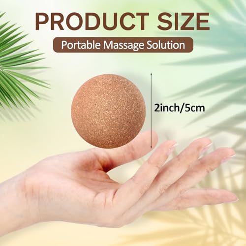 Seenelling 50 Pcs Cork Massage Ball Solid Hard Myofascial Release Yoga Ball for Back Foot Neck Pain Therapy Portable Tissue Muscle Release Tool for Home Office Travel (2 Inch) - size: 2 inches