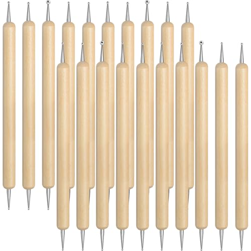20Pcs Dotting Tools for Painting,Wooden Embossing Tools Tracing Stylus for Transfer Paper Drawing Paper - color: wood color