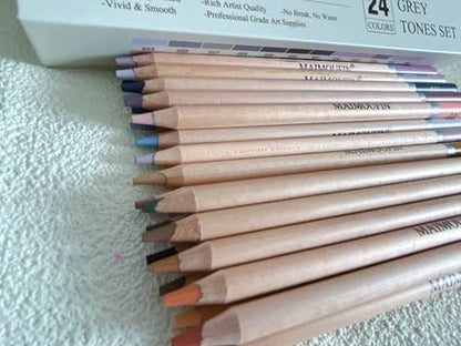 Soft Pastel Pencils 24 Colors Grey Tone&12-Sheet 3-Color Pastel Sandpaper Pad