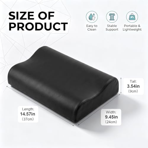 Junkin Neck Bolster for Massage Table Black 14.5" x 9.5" x 3.5" PU Leather
