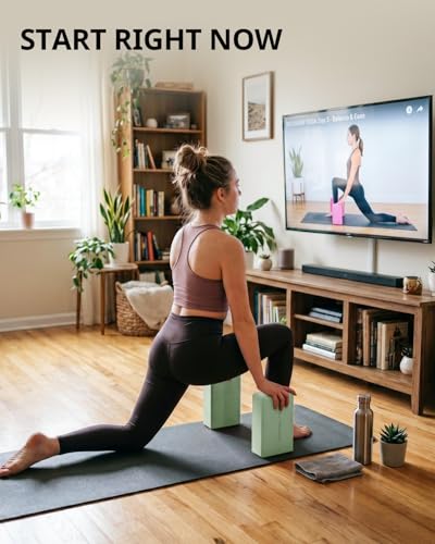 Trideer Yoga Blocks 2 Pack, Soft Non-Slip Foam Blocks with Beveled Edges for Alignment and Stretching in Yoga, Pilates, and Dance - Supportive, Lightweight, Odor Resistant, Latex-Free - color: Mint Green-2 Pack