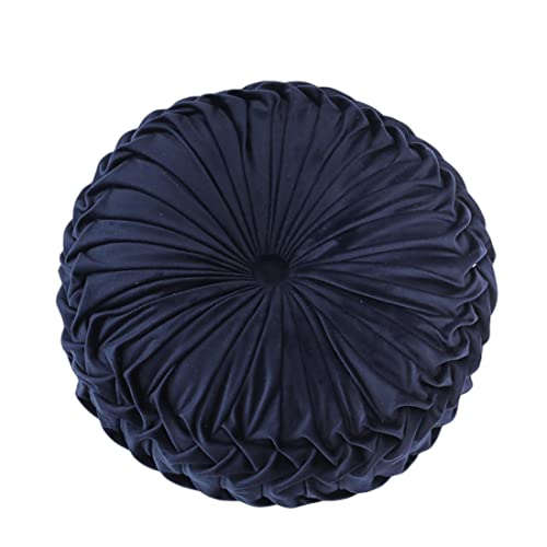 Baiyuruodie Round Velvet Pillow, Sofa Bed Bedroom Decorative Throw Pillow (38cm, Navy Blue) - color: Navy Blue, size: 1 Count (Pack of 1)