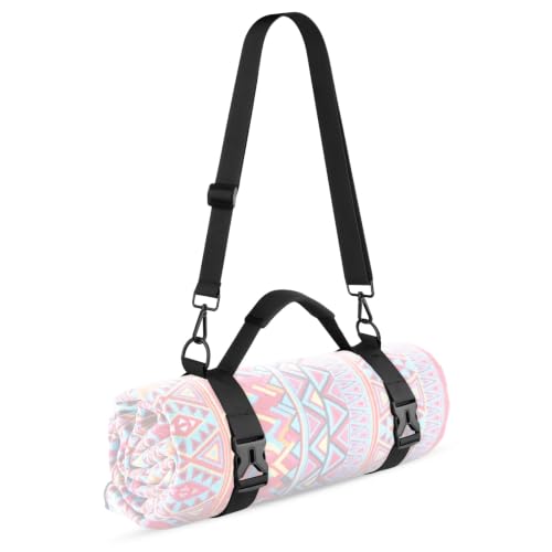 Cosmos Portable Yoga Mat Strap Mat Sling Picnic Blanket Strap with Adjustable Shoulder Strap & Handle for Festivals Picnics Camping Motorcycle Bedroll Pilates