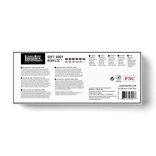 Liquitex Soft Body Acrylic Paint, 6 x 59ml (2-oz), Muted Collection + White | Low Viscosity, Highly Pigmented, Satin Finish, Retains Subtle Brush Strokes, Great Surface Coverage, Highly Versatile - style: Muted Collection 6 x 59ml (2-oz)