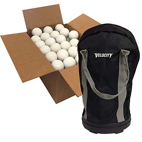 Velocity Lacrosse Balls - Practice Balls, Official NFHS, SEI, and College Approved Size - Meets NOCSAE Standard - Approved Competition Colors - Case of 60 & 120 with Ball Bag - color: White, size: 60 Balls + Bag, style: Practice Ball
