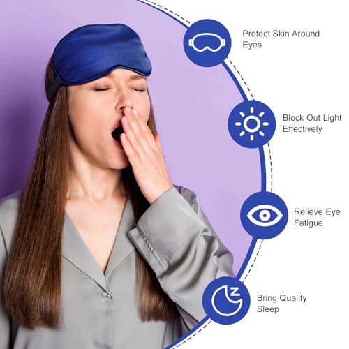 20 Pieces Silk Sleep Mask Eye Mask with Adjustable Strap, Royal Blue - color: Royal Blue