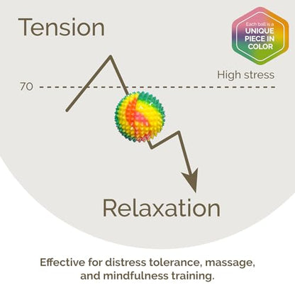 2X Spiky DBT Skill Balls | 1.85 inch | Magnetic Stress Relief Balls | Spiky Massage Balls for Relaxation, Tension Release, Focus & Mobility (Rainbow) - color: Rainbow, size: 2 inches