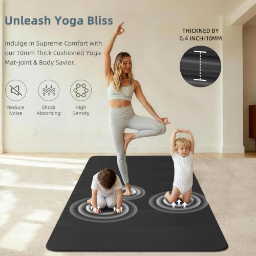 Foldable Yoga Mat 74"x47.2"x 0.4" – Large Yoga Mat - color: Black