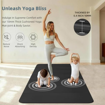 Foldable Yoga Mat 74"x47.2"x 0.4" – Large Yoga Mat - color: Black