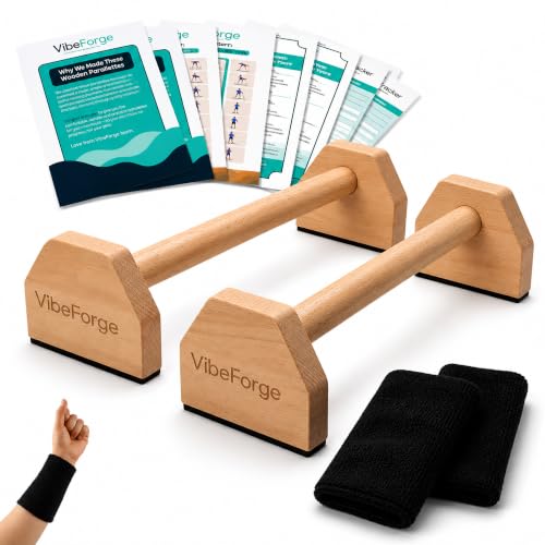 ProGrip Wooden Parallettes - Non-Slip Handstand Bars for Calisthenics