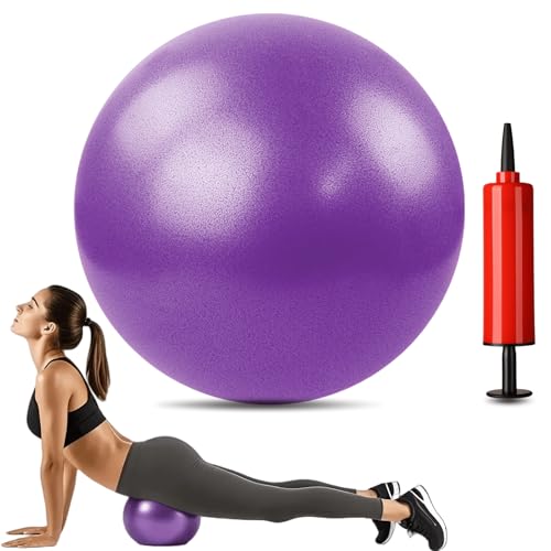 MoldFun Mini Yoga Pilates Ball 10 Inch for Stability Exercise Training Gym Anti Burst and Slip Resistant Balls with Inflatable Straw - color: Purple