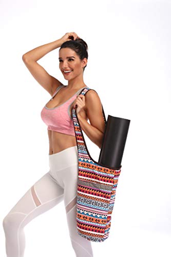 Yoga Mat Bag With Large Size Pocket and Zipper Pocket, Strap Bag, Fit Most Size Mats, Bags and Carriers for Women - color: Ethnic style