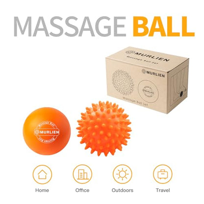 Massage Ball Set, Spiky Ball & Lacrosse Ball for Body Massage, Muscle Relief, Deep Tissue, Myofascial Release, Massager for Neck, Shoulder, Back, Foot or Muscle Tension - Orange | Muscle Relief, Deep Tissue, Myofascial Release, Massager for Neck, Shoulder